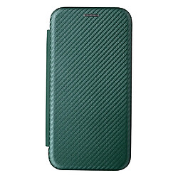 Coque en TPU + PU texture en fibre de carbone avec béquille en anneau et porte-carte vert pour votre Motorola Moto G31/G41