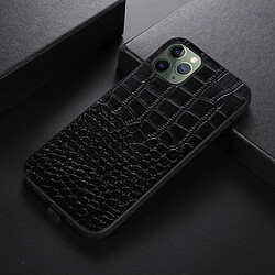 Coque en cuir véritable texture crocodile noir pour votre iPhone 11 Pro 5.8 pouces