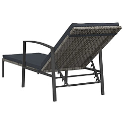 Acheter vidaXL Chaise longue de jardin avec coussin Résine tressée Gris