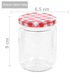 vidaXL 48 pcs Pots à confiture Couvercle blanc et rouge Verre 230 ml pas cher