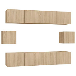 Maison Chic Ensemble de meubles TV 6 pcs | Banc TV Moderne pour salon | Meuble de Rangement - Chêne sonoma Bois d'ingénierie -MN74487