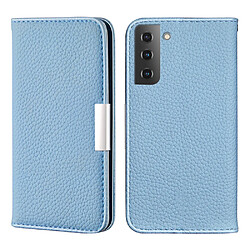 Coque en TPU + PU texture litchi, fermeture automatique, antichoc avec porte-carte bleu pour votre Samsung Galaxy S22