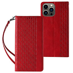 Ozzzo magnet strap coque pour iphone 12 pro pouch wallet + mini lanyard pendentif rouge