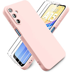 Coque Pour Samsung Galaxy A15 Silicone Rose + 2 Verres Trempes Little Boutik©