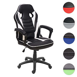 Mendler Chaise de bureau HWC-F59, chaise pivotante, chaise racing et gaming, similicuir ~ noir-blanc