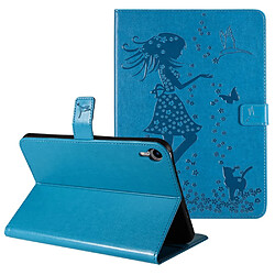 Etui en PU motif fille et chat bleu pour votre iPad mini (2021)