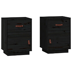 Maison Chic Lot de 2 Tables de chevet - Tables de Nuit Noir 40x34x55 cm Bois de pin massif