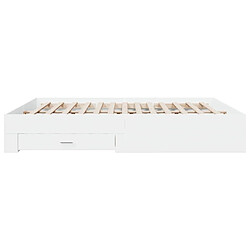 Acheter Vidaxl Cadre de lit avec tiroirs blanc 200x200 cm bois d'ingénierie