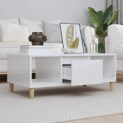 Maison Chic Table basse,Table Console Table d'appoint, Table pour salon Blanc brillant 90x50x36,5 cm Bois d'ingénierie -MN30622