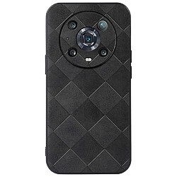 Coque en TPU + PU texture la grille noir pour votre Honor Magic4 Pro