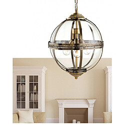 Luminaire Center Suspension 3 ampoules Mayfair, Laiton antique