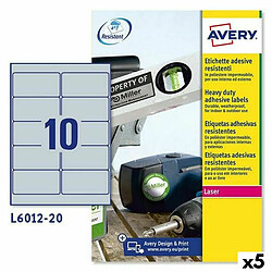 Etiquettes pour Imprimante Avery Argenté 20 Volets 96 x 50,8 mm (5 Unités)