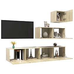 Avis Maison Chic Ensemble de meubles TV 4 pcs | Banc TV Moderne pour salon | Meuble de Rangement - Chêne sonoma Aggloméré -MN75760