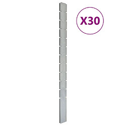 vidaXL Poteaux de clôture 30 pcs argenté 280 cm acier galvanisé