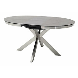 Inside 75 Table ronde extensible design WINNIE diamètre 120cm Gris céramique/Pieds acier brossé pas cher