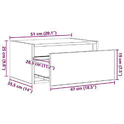 vidaXL Table de chevet murale avec lumières LED chêne fumé pas cher