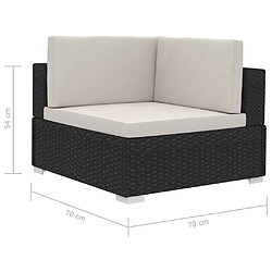 vidaXL Salon de jardin 4 pcs avec coussins résine tressée noir pas cher