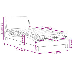 Vidaxl Lit avec matelas noir 90x200 cm velours pas cher