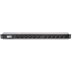 Vertical rack power strip 250V/16A 12x Schuko 3m single air switch