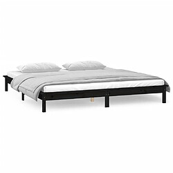 Avis vidaXL Cadre de lit à LED sans matelas noir 120x200 cm bois massif