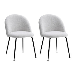 Vente-Unique Lot de 2 chaises en tissu bouclette et acier inoxydable noir - Blanc - MELBOURNE