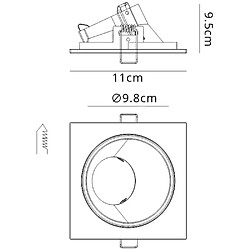 Inspired Downlight encastré carré, 1 x GU10 (Max 12W), blanc mat