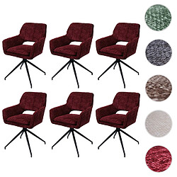 Mendler Lot de 6 chaises de salle à manger HWC-N74, chaise de cuisine, pivotante Auto-Return, tissu chenille (490g/m²) Öko-Tex MVG ~ bordeaux