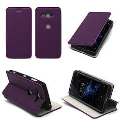 Etui luxe Sony Xperia XZ2 Compact 4G violet Ultra Slim Style Cuir avec stand - Housse coque de protection Sony XZ2 Compact Dual Sim smartphone 2018 - Accessoires pochette cover XEPTIO case …