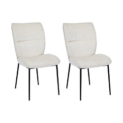 Vente-Unique Lot de 2 chaises en tissu texturé et métal noir - Crème - TIANIVA