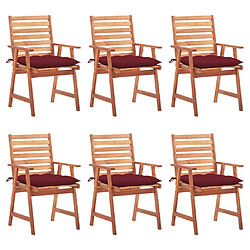 Maison Chic Lot de 6 Chaises à dîner d'extérieur avec coussins | Fauteuil chaises à manger d'extérieur Acacia massif -GKD96903