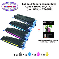 4 Toners génériques Canon EP707 Bk,C,M,Y pour imprimante Canon LBP 5000, 5100, EP 707 + 20f papiers photos A6 -T3AZUR