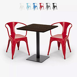 Ahd Amazing Home Design ensemble 2 chaises style et table horeca 70x70cm bar restaurants starter - Rouge 