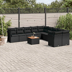 Maison Chic Salon de jardin 11 pcs avec coussins, Ensemble Tables et chaises d'extérieur noir résine tressée -GKD257964