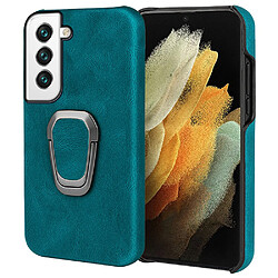 Coque en TPU + PU antichoc avec béquille cyan pour votre Samsung Galaxy S22