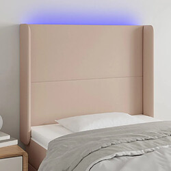 Maison Chic Tête de lit scandinave à LED,meuble de chambre Cappuccino 103x16x118/128 cm Similicuir -MN18079