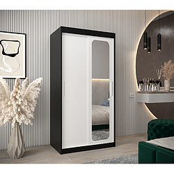 Abiks Meble Armoire PROMO T2 À Portes Coulissantes 200/100/62 2 Portes (Noir/Blanc)