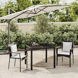 Salle à manger de jardin 3 pcs avec coussins,Table et chaise à dîner Noir -MN31955