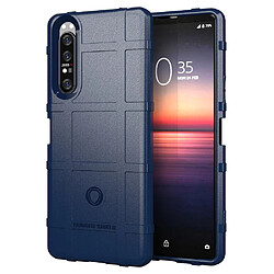 Coque en TPU texture de grille carrée anti-choc épaissir bleu pour votre Sony Xperia 1 II