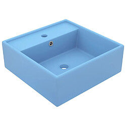 vidaXL Lavabo carré à trop-plein Bleu clair mat 41x41 cm Céramique