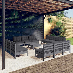 Maison Chic Salon de jardin 13 pcs avec coussins, Ensemble Tables et chaises d'extérieur anthracite bois de pin -GKD516525