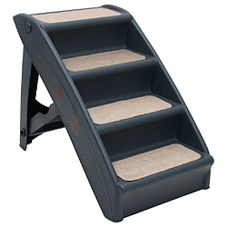 vidaXL Escalier pliable à 4 marches pour chiens Gris foncé