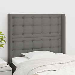 vidaXL Tête de lit avec oreilles Gris foncé 83x16x118/128 cm Tissu