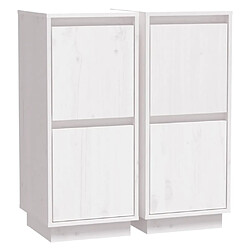 vidaXL Buffets 2 pcs Blanc 31,5x34x75 cm Bois massif de pin