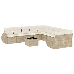 Maison Chic Salon de jardin 11 pcs avec coussins | Ensemble de Table et chaises | Mobilier d'Extérieur beige résine tressée -GKD34326