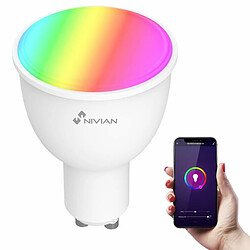 Acheter Nivian Spot WiFi GU10 multicolore (RGBW) 380 lumens (4,5W) compatible Tuya Smart Life, Google Home, Amazon Alexa, Siri Shortcuts