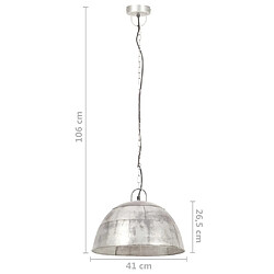 vidaXL Lampe suspendue industrielle vintage 25 W Argenté Rond 41cm E27 pas cher