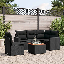 Maison Chic Salon de jardin 6 pcs avec coussins | Ensemble de Table et chaises | Mobilier d'Extérieur noir résine tressée -GKD88239