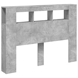 Maison Chic Tête de lit scandinave à LED,meuble de chambre gris béton 140x18,5x103,5cm bois d'ingénierie -MN81785 pas cher