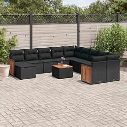 Maison Chic Salon de jardin 12 pcs avec coussins | Ensemble de Table et chaises | Mobilier d'Extérieur noir résine tressée -GKD16532