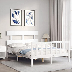 Avis Maison Chic Cadre/structure de lit avec tête de lit pour adulte - Lit Moderne Chambre blanc 140x200 cm bois massif -MN51614